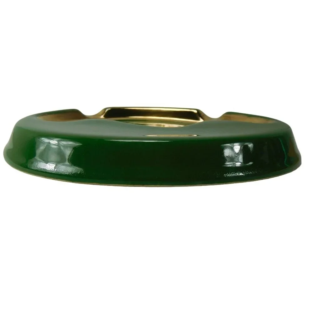 Vintage 1950's  V.I.P. Ceramic Ashtray Green With Gold Accents